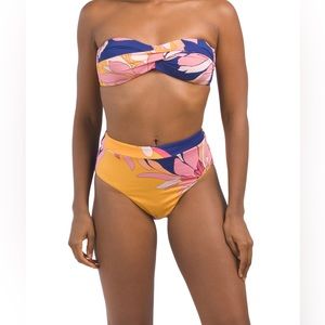 Trina Turk Breeze Multifloral Set High Waist + Straps Top Navy Multicolor
